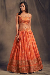 Organza Sequins Work Lehenga